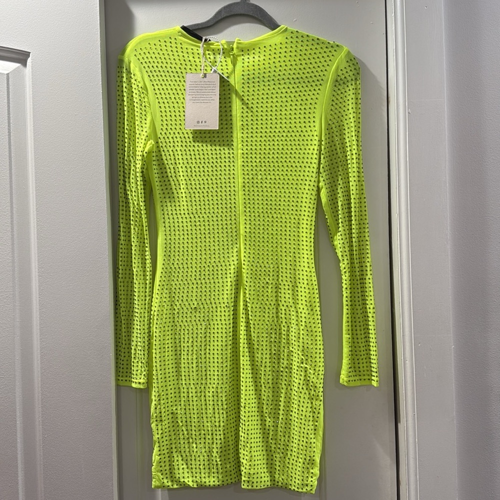 NWT Mew Mews Neriah Crystal‎ Embellished Mini Dress In Green - Picture 14 of 17